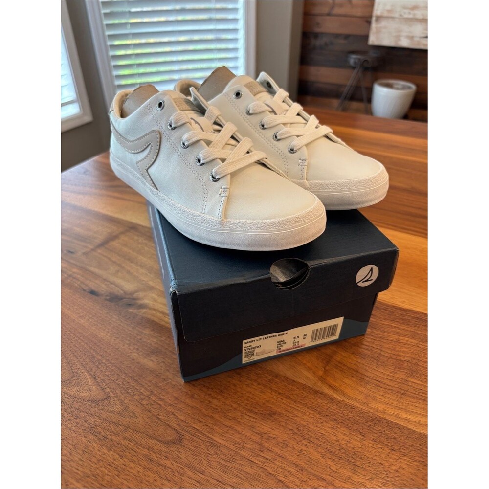 New Sperry Sandy LTT Leather White w/Wave Shoes Women’s Size 5.5